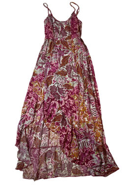 Free People Forever Yours Maxi Dress Maroon Floral Smocked Boho XS